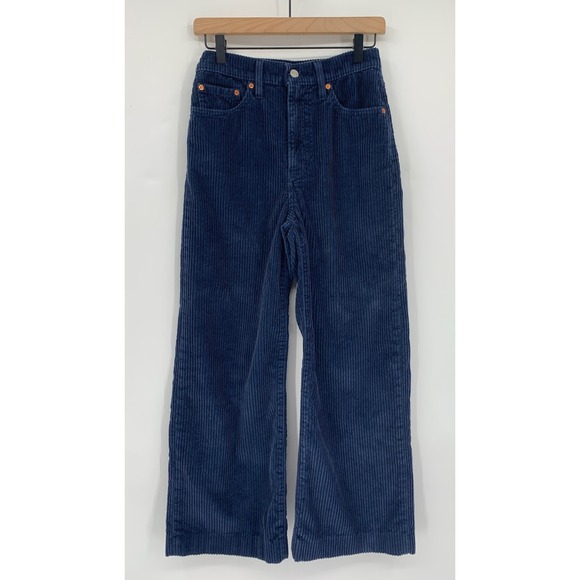Levi's Pants - Levis Ribcage Wide Leg Corduroy Pants Women 27 Blue Fall Cotton Boho Classic
